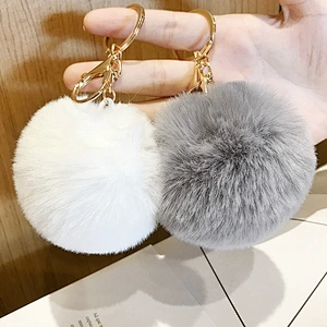 Fashion Custom Pom Pom Fur Ball metal Keychain