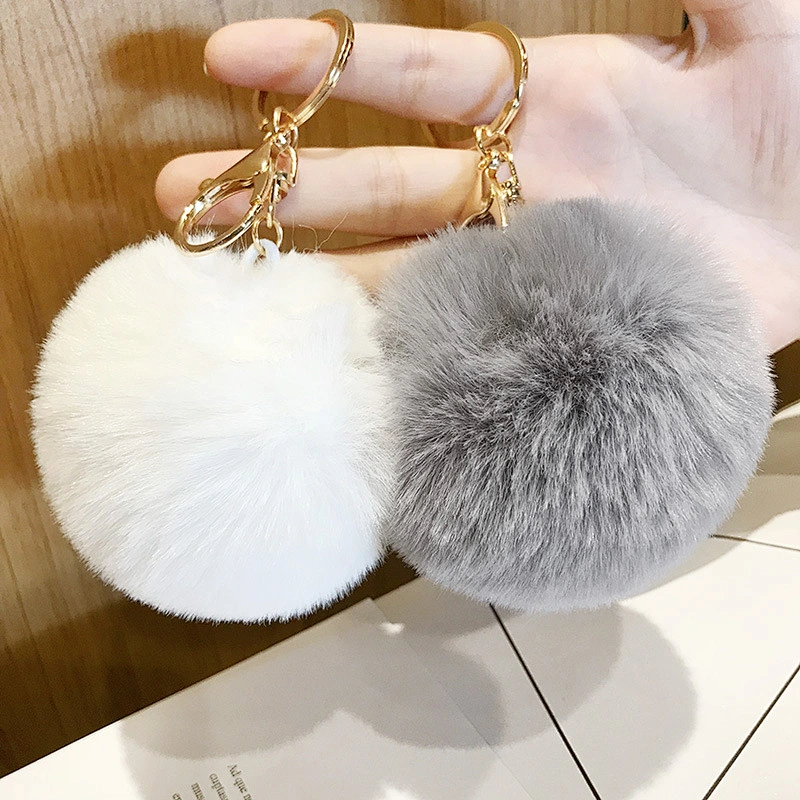 Fashion Custom Pom Pom Fur Ball metal Keychain