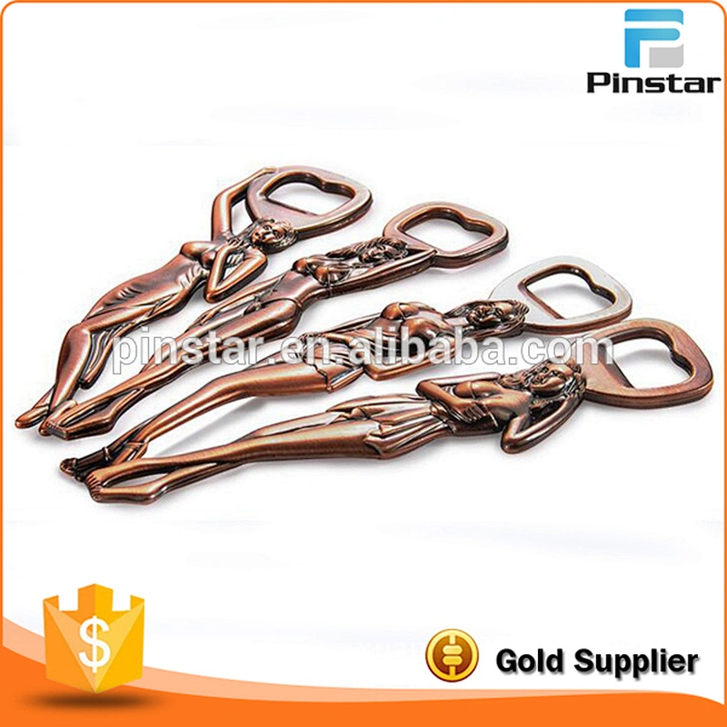 2017 Hot Sale Sexy Girl Zinc Alloy Antique Copper Bottle Opener