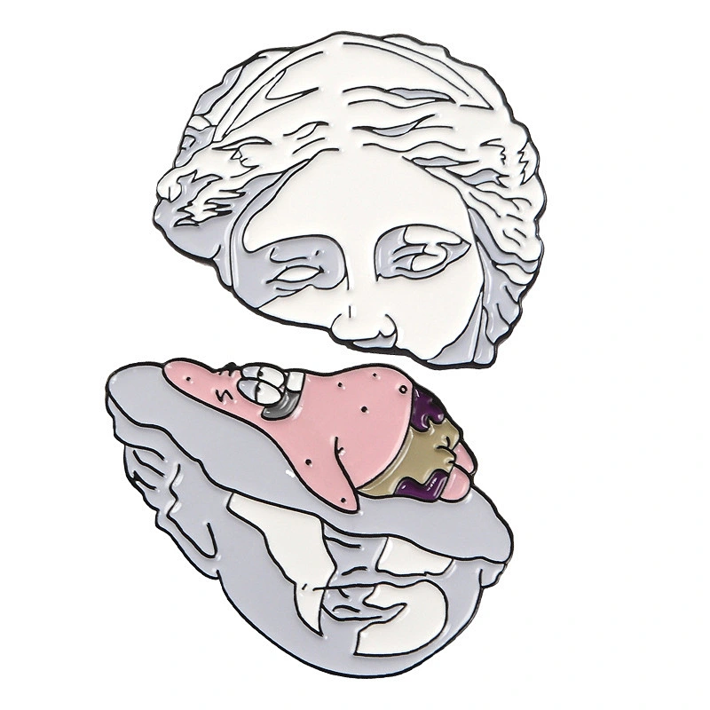 Making Custom Design Abstract Art Stone Statue Human Head Soft Enamel Pin