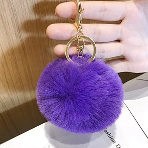 Fashion Custom Pom Pom Fur Ball metal Keychain