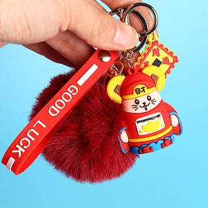 Year of the Rat Keychain Soft Rubber PVC 3D Keychain Zodiac Keychains