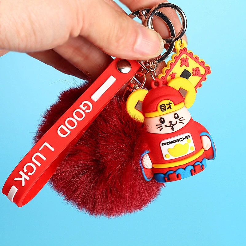 Year of the Rat Keychain Soft Rubber PVC 3D Keychain Zodiac Keychains