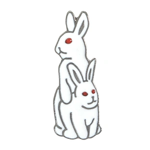 Wholesale In Stock Animal Character Pins White Funny Bunny Bad Rabbit Enamel Pin