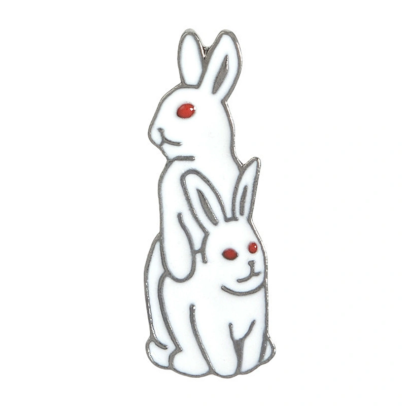 Wholesale In Stock Animal Character Pins White Funny Bunny Bad Rabbit Enamel Pin