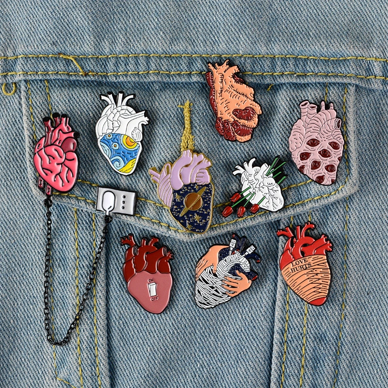 Making Custom Heart Shaped Brooch Anatomical Heart Art Soft Enamel Lapel Pin