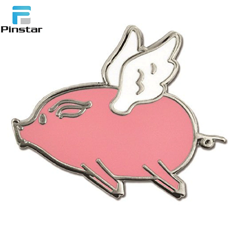 Custom Made Bulk Cute Flying Pig Hard Enamel Animal Metal Lapel Pins