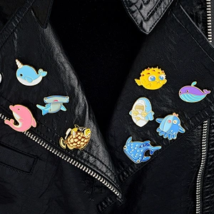 Factory Wholesale In Stock Sea Underwater World Souvenir Gift Cartoon Anime Animal Fish Enamel Pins