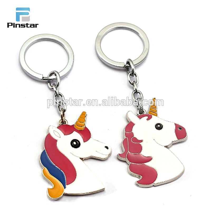 Promotional cheap custom kids metal unicorn keychain