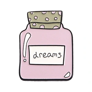 Different Styles Pink Cute Jar Alarm Clock with Funny Words Enamel Pin