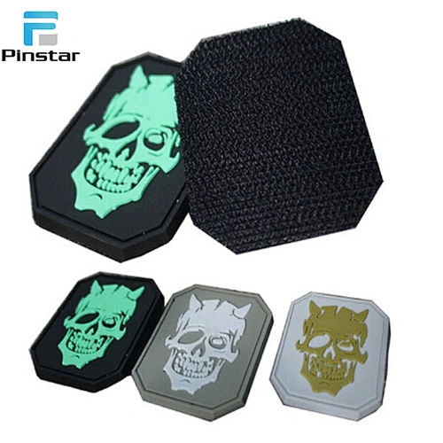 Low MOQ patches wholesale rubber badge custom glow in the dark pvc patch