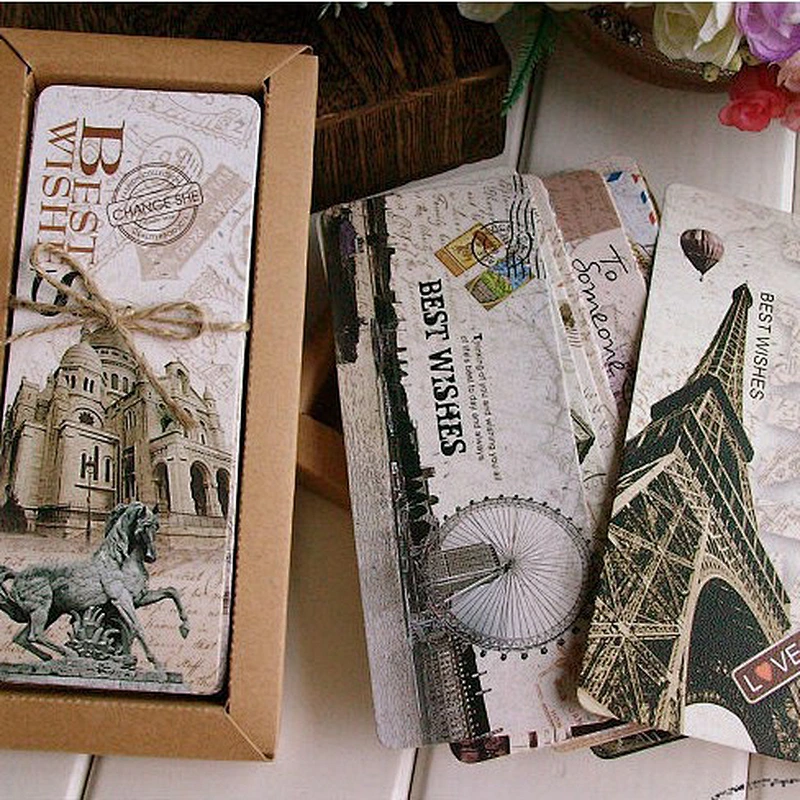 Custom Paper Paris Retro Style Bookmark 30 Pieces a Set
