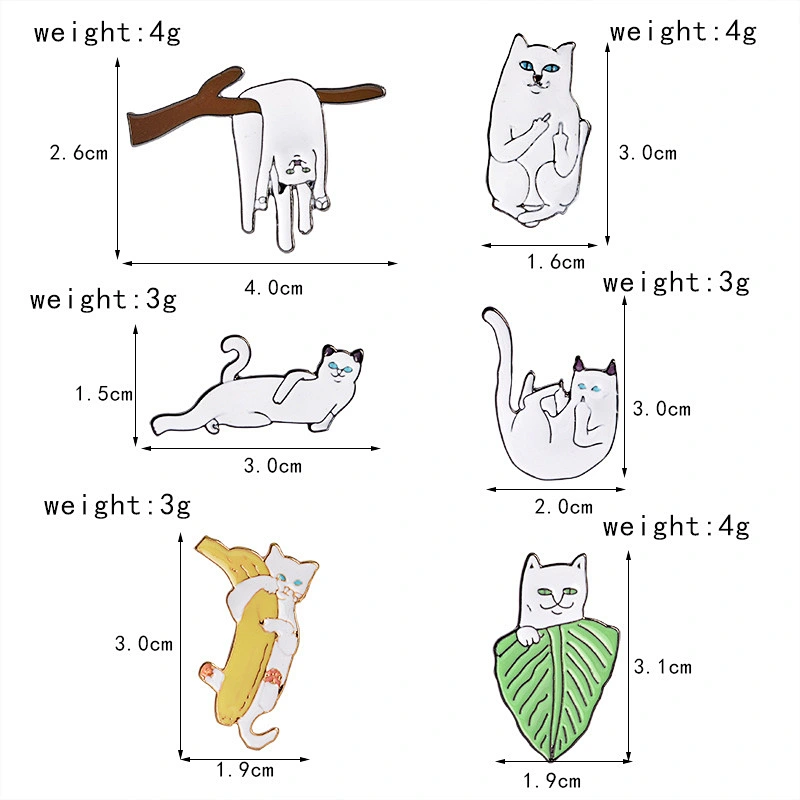 Wholesale In Stock Animal Characters Badge White Lazy Cat Enamel Lapel Pin