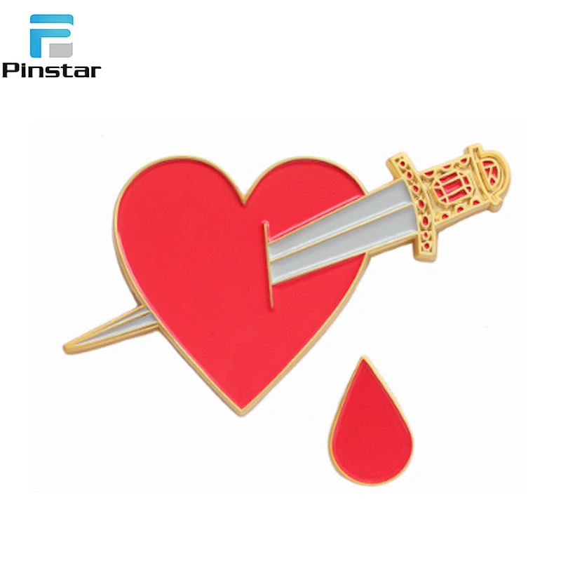 Free mold fee wholesale custom metal sword lapel pin badge no minimum
