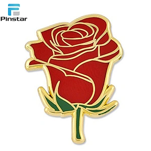 High Quality Custom Kunshan Pinstar Black Soft Enamel Rose Flower Lapel Pin
