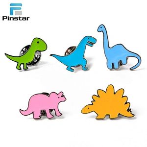 Wholesale In Stock Dino Badge Cute Kid Enamel Metal Dinosaur Lapel Pin