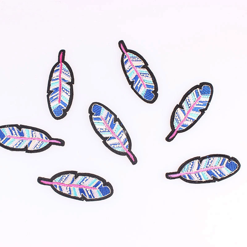 High quality feather custom embroidery patches for clothing
