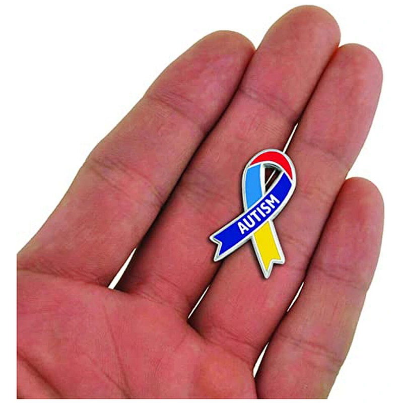 Autism Multicolored Awareness Ribbon Enamel Lapel Pin