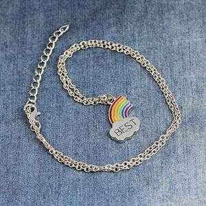 BEST FRIENDS rainbow design sliver plating pendant necklaces
