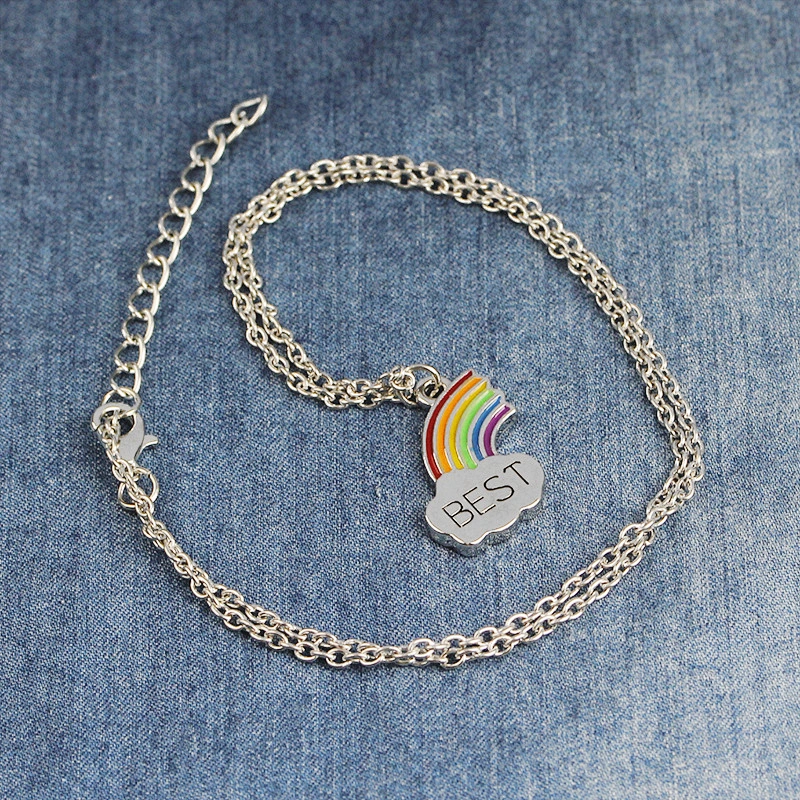BEST FRIENDS rainbow design sliver plating pendant necklaces