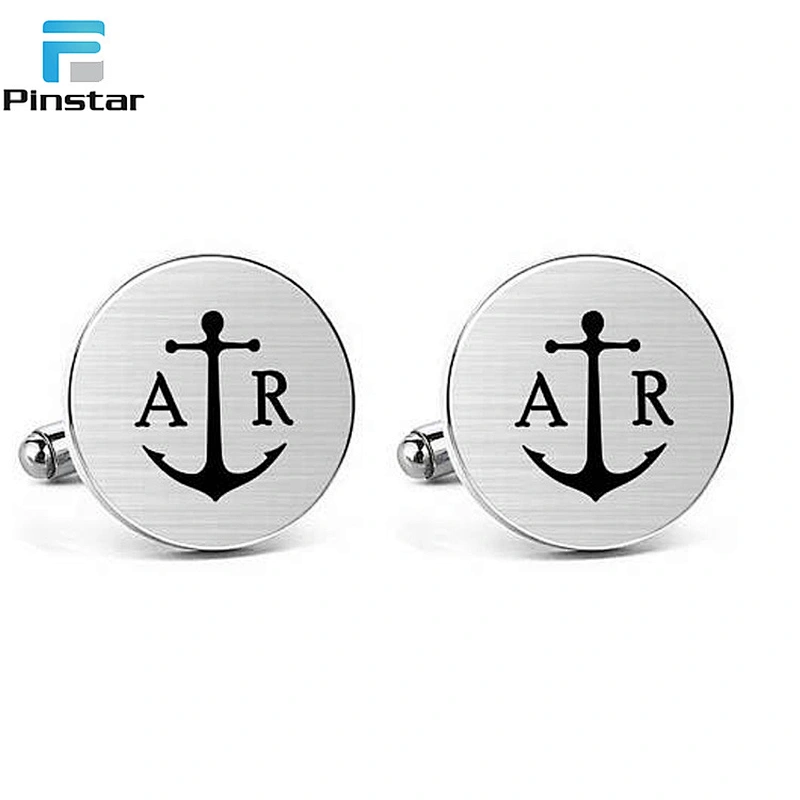 Simple design boat hook stainless steel cufflinks and tie clip