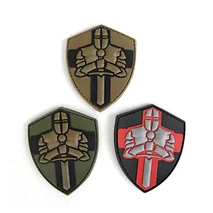 Cheap wholesale factory direct 3D PVC patch hook and loop sew on custom patch