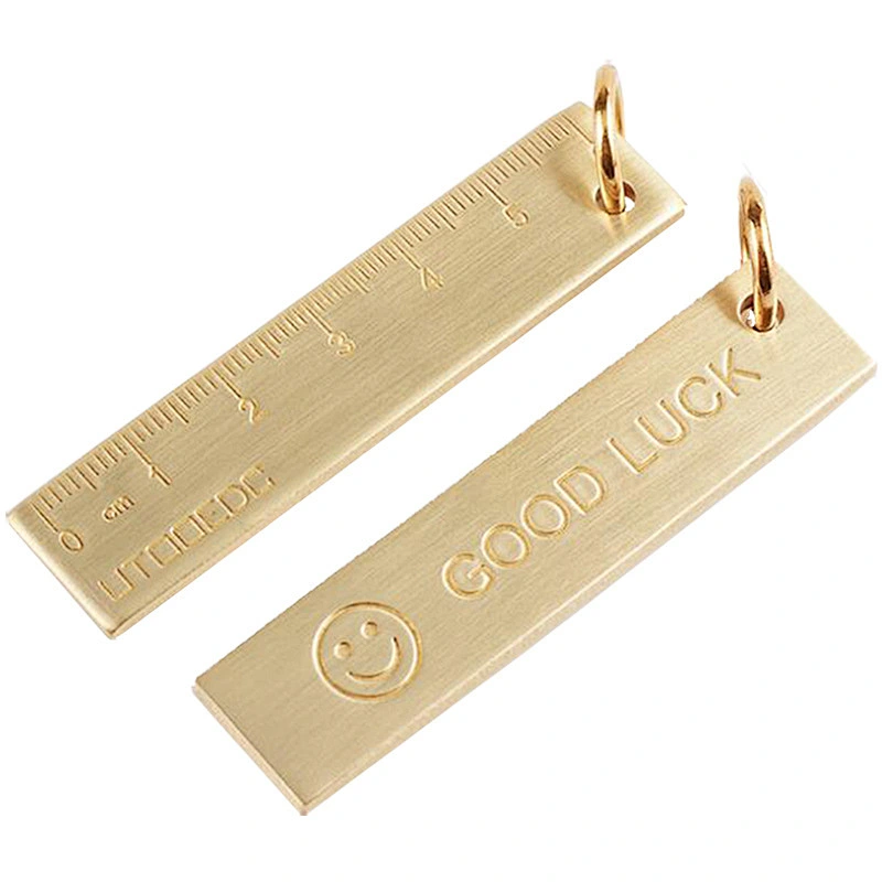 6cm Copper Ruler GOOD LUCK Brass Keychain Pendant