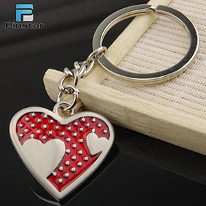 Blank silver stainless steel metal heart engraved keychain