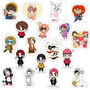 Factory Wholesale In Stock Waterproof PVC Sticker Cute Cartoon BTS Reusable Stickers Kpop