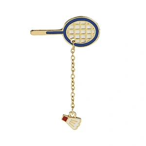 Mini Badminton and Table Tennis Sport Lapel Pin with Chain