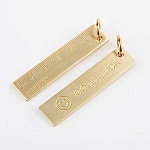 6cm Copper Ruler GOOD LUCK Brass Keychain Pendant