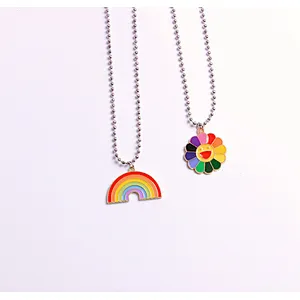 Fashion LGBT rainbow metal enamel plating Necklace Pendant