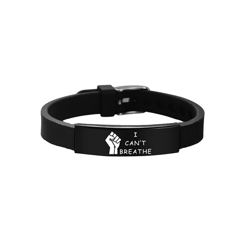 I CAN'T BREATHE Protest Power Stainless Steel Silicone Bracelet Black Lives Matter Engraved Bracelet Women