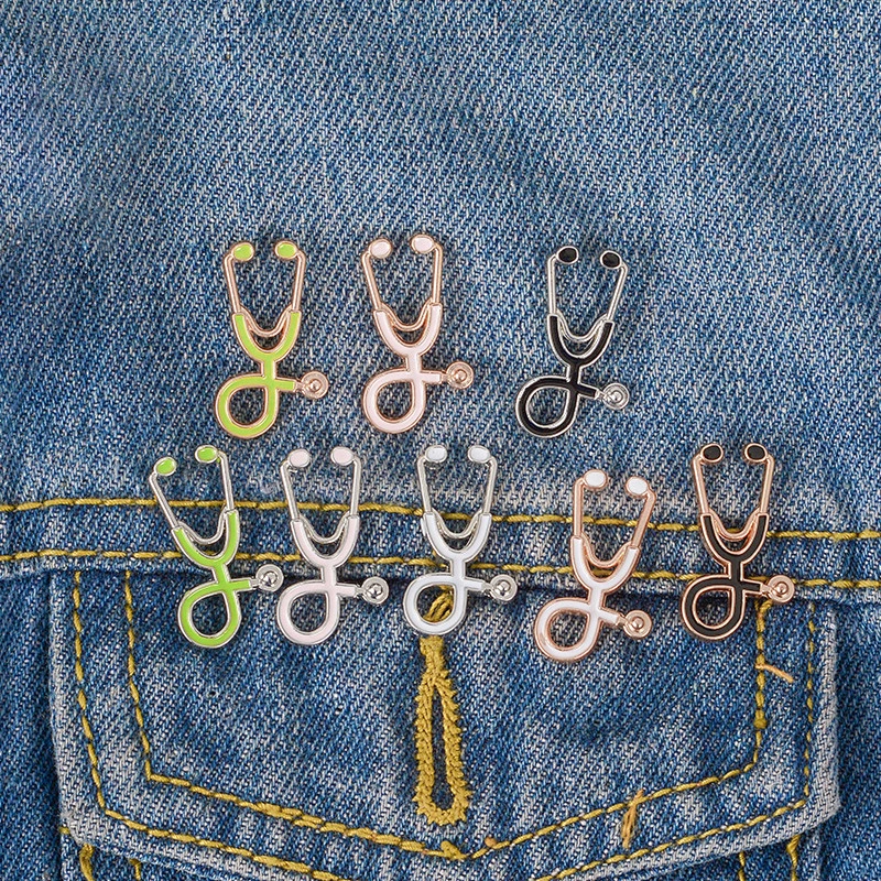 Wholesale In Stock Medical Jewelry Doctor Nurse Stethoscope Enamel Tie Tack Hat Lapel Pin