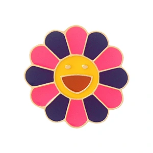 Colorful Sunflower Smile Face Metal Lapel Pin Badge