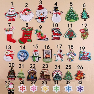 Wholesale In Stock Christmas Iron On Patches Santa Claus Snowman Embroidery Patch
