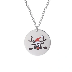 Christmas Gift Drop Oil Stainless Steel Necklace