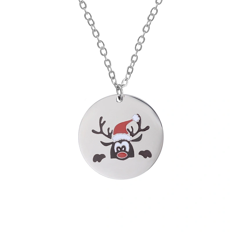 Christmas Gift Drop Oil Stainless Steel Necklace