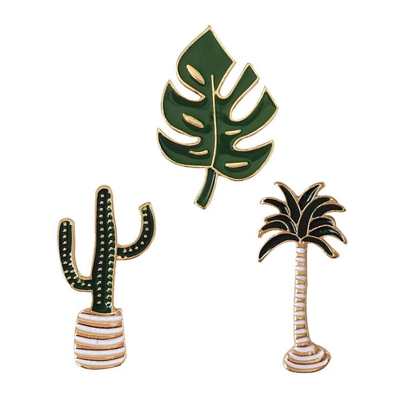 High Quality Cactus Green Leaf Soft Enamel Metal Lapel Pins