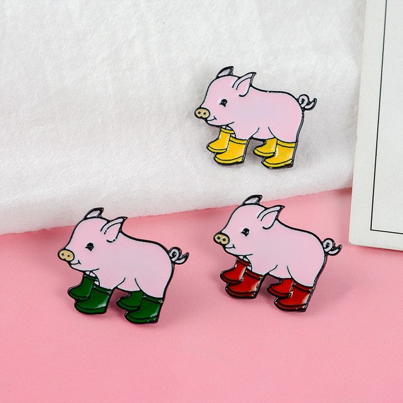 Wholesale Trendy Custom Animal Piggy Metal Badge Cute Pink Pig Enamel Lapel Pin