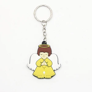 Cheap Design Custom angle shaped Rubber PVC keychains