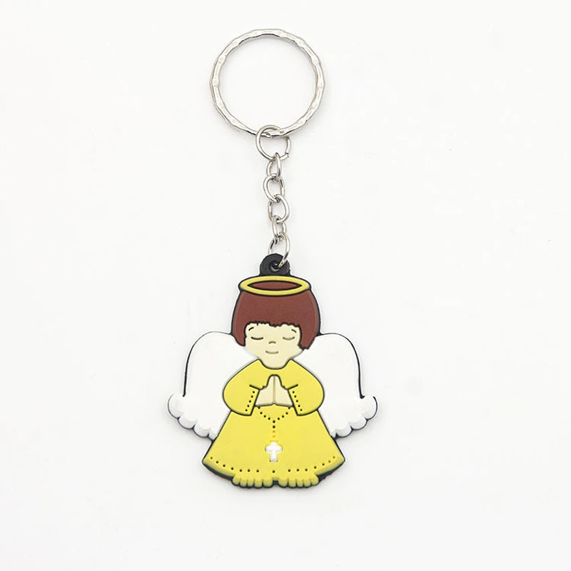 Cheap Design Custom angle shaped Rubber PVC keychains