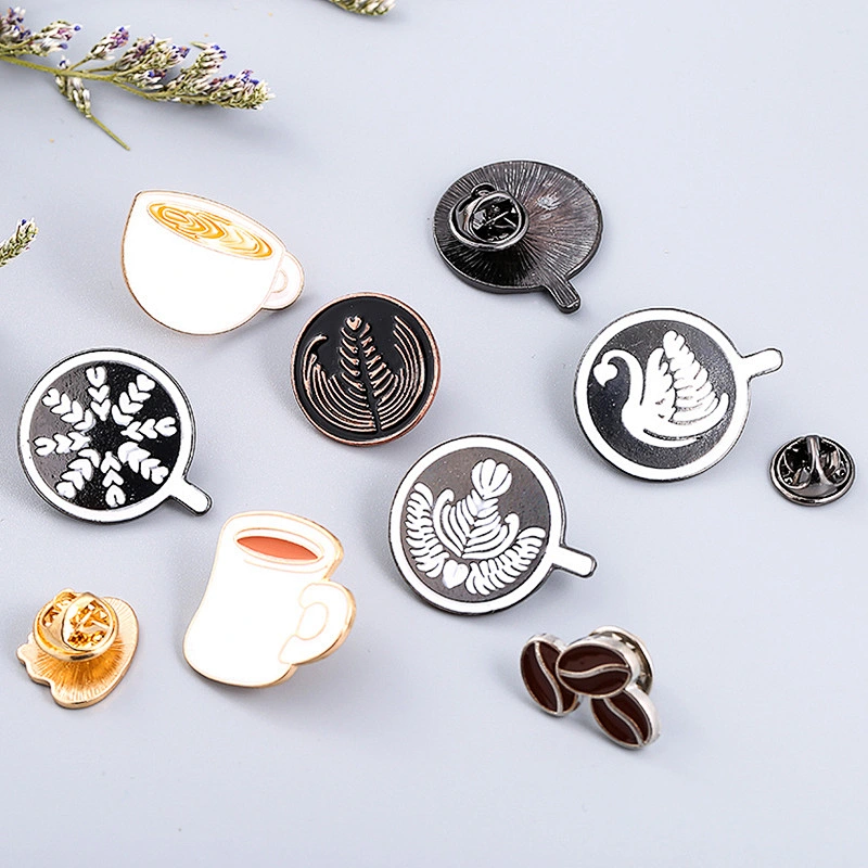 Custom Coffee Cup Coffee Bean Enamel Lapel Pin
