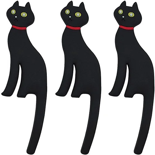 3D rubber custom Carton black cat Fridge Magnet