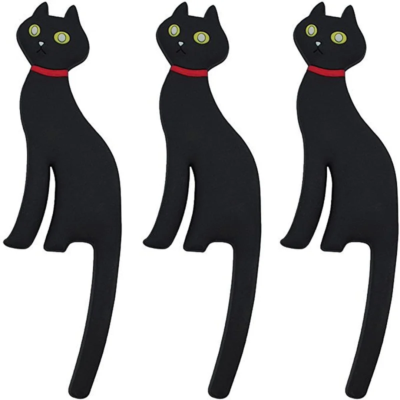 3D rubber custom Carton black cat Fridge Magnet