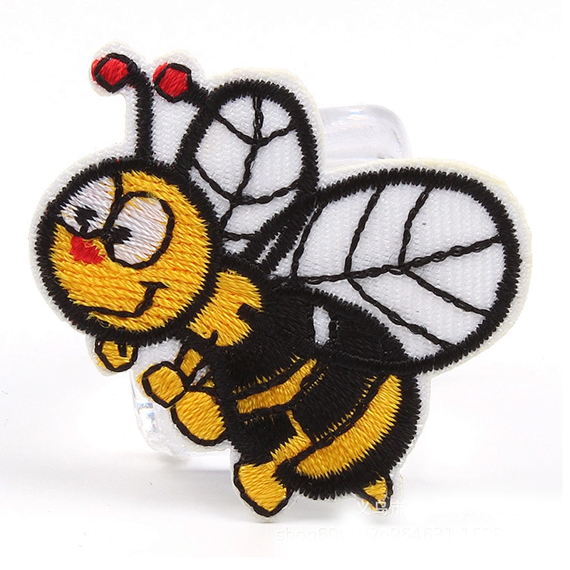 China bulk custom cartoon bee shape embroidery patches