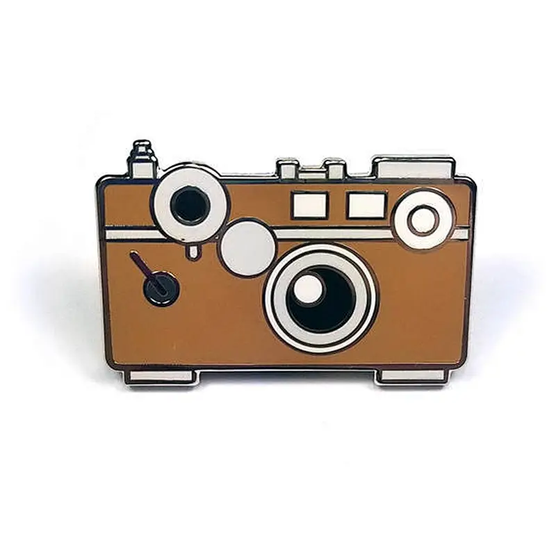 Hot selling custom retro style camera shape hard enamel lapel pins