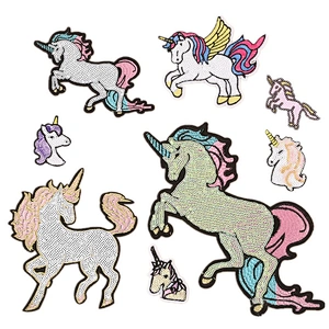 Factory Wholesale In Stock Cute Custom Embroidery Carton Unicorn Patch for Garment