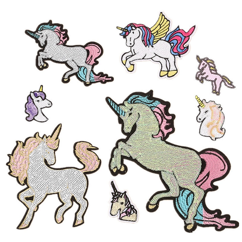 Factory Wholesale In Stock Cute Custom Embroidery Carton Unicorn Patch for Garment