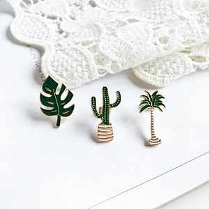 High Quality Cactus Green Leaf Soft Enamel Metal Lapel Pins